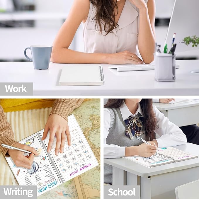 AHGXG Bullet Dotted Journal - Dot Grid Spiral Notebook B5, 140 Pages, 100 GSM Thick Paper, Waterproof Plastic Cover Journals for Bullet Journaling, Sketching, 7.6" x 10", Transparent