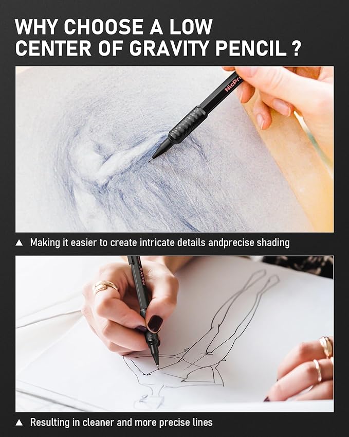 Nicpro 0.7 mm Mechanical Pencil Set with Case, 3PCS MP2000 Metal Artist Mechanical Pencil With 6 Tube HB Lead Refills, Eraser, Weatherproof Barrel for Outdoor Writing Drafting Drawing Sketching