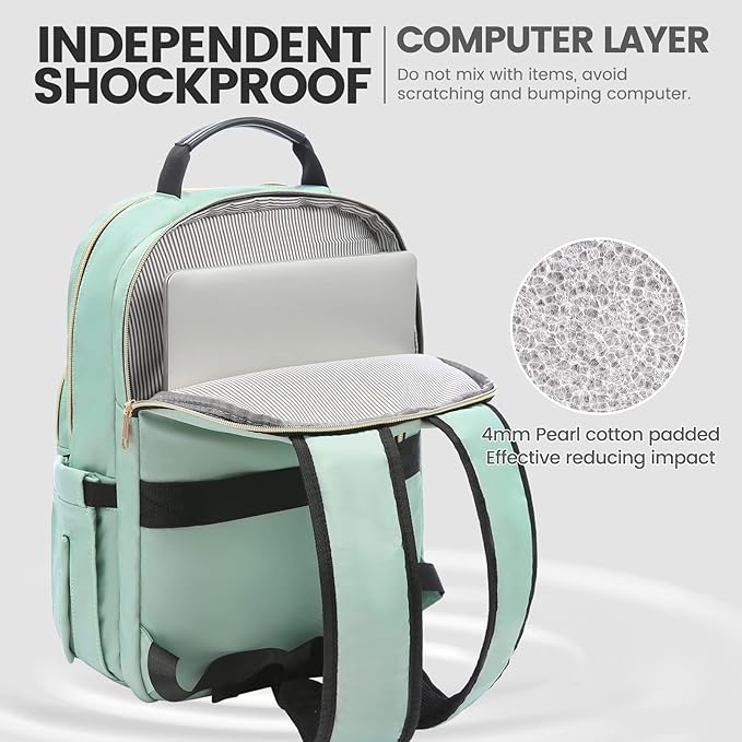 LOVEVOOK Laptop Backpack for Women 18.4 inch,Cute Womens Travel Backpack Purse,Professional Laptop Computer Bag,Waterproof Work Business College Teacher Bags Carry on Backpack with USB Port,Mint Green