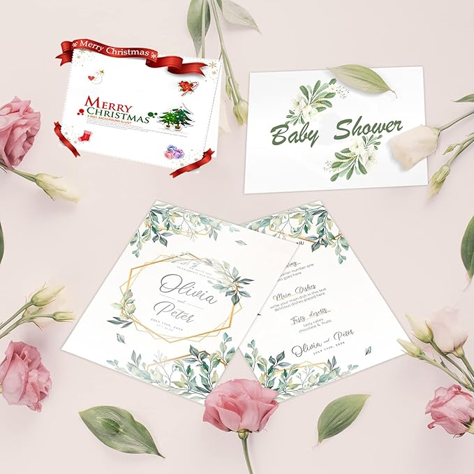 100 Sheets White Shimmer Cardstock 8.5 x 11 Certificate Paper, Goefun 80lb Pearlescent Paper for Invitations, Certificates, Crafts, DIY Cards