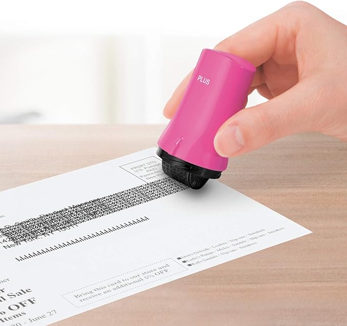 Guard Your ID Advanced 2.0 Rollers Identity Privacy Marker for Blocking Out Address, Private, Prescription Information (Regular 3-Pack, Pink)