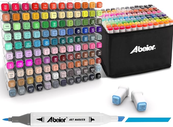 120 Colors Alcohol Markers Set with Dual Tip, Alcohol-Based Art Markers for Kids Adults Students, Vibrant Blendable Colors, Premium Portable Case, Ideal Gift for Artists & Beginners