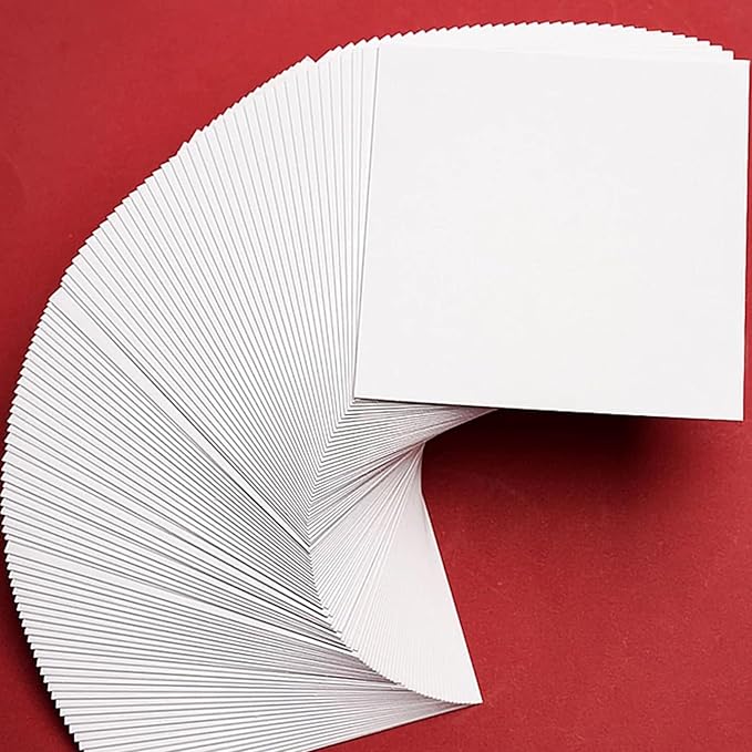 100 Sheets White Cardstock Thick Paper - Blank Heavy Weight 350gsm Cover Card Stock for Invitations,Stationery Printing,Scrapbooking,Crafts,DIY Cards, Paper Crafting (5x5 Inches)
