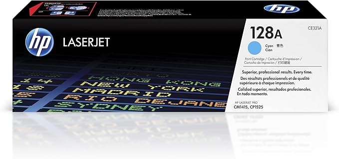 HP 128A Cyan Toner Cartridge | Works with HP LaserJet Pro CM1415 Color, CP1525 Color Series | CE321A