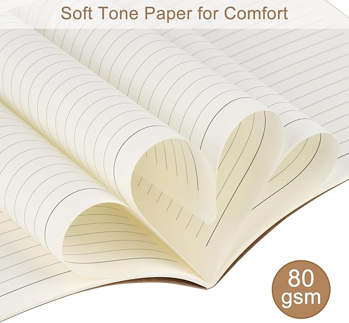 ZCZN 24 Pack A5 Kraft Notebooks Bulk, 8.15x5.5 Inches Lined Paper Journaling Notebooks, Notebooks for Work, Composition Notebooks for School, Journal Notebooks for Office, 60 Pages