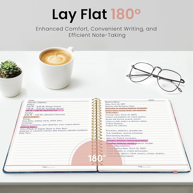 Lined Spiral Journal Notebook for Women, A5 College Ruled Journals for Writing, Hardcover Notebooks for Work, Note taking and Office School Supplies,140 Pages - Sunset