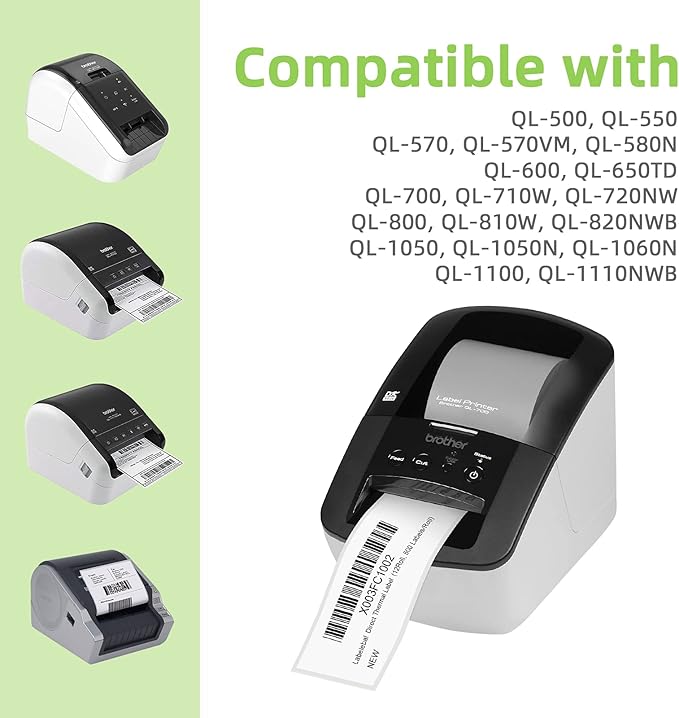 Compatible Standard Address Labels Replacement for Brother DK-1201 (1.1" X 3.5β), Use with Brother QL Label Printers (12 Rolls + 1 Reusable Cartridge, 400 Labels/Roll)