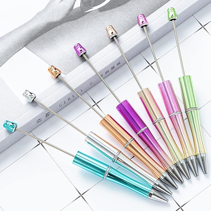 PASISIBICK Plastic UV Beadable Pens, Bead Pens for DIY PPL Gift with Shaft Black Ink, 18 Pieces