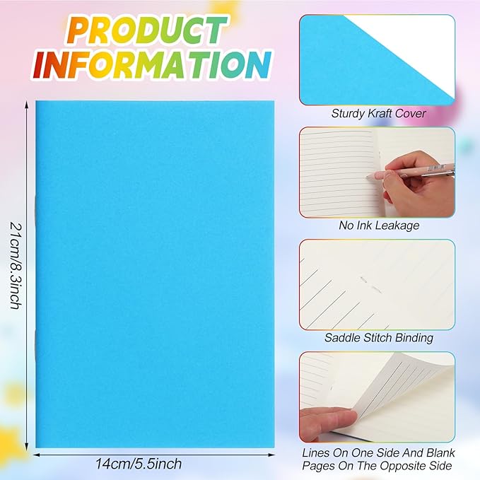 Gueevin 60 Pcs Blank Books for Kids to Write Stories Bulk Composition Notebooks Colorful Soft Cover Notebooks for Drawing Ruled Lined Journals Sketching Kindergarten Easter Gift (Classic Colors)