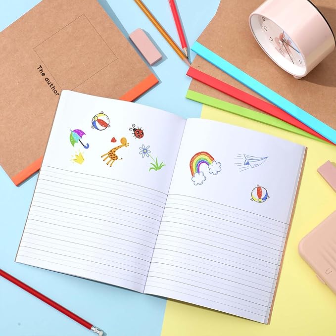 Henoyso 40 Pcs 120 Pages Primary Composition Notebooks K-2, Primary Journal Grades K-2, Writing Journal Practice Notebook for Kids in Preschool, Kindergarten, Back to School Supplies (Rainbow)