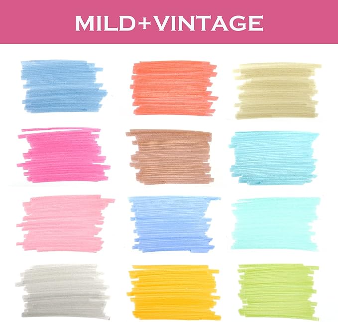 WRITECH Retractable Highlighters Assorted Colors: Chisel Tip Click Aesthetic Highlighter Marker Pens Pack Multi Colored Ink No Bleed Smear for Highlighting Journaling (12ct Mild+Vintage)