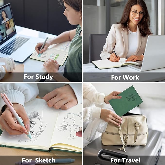 PERCUN Lined Journal Notebook for Men & Women, 160 Pages College Ruled Journal for Writing, A5 Hardcover Leather Notebooks for Work, School, Business, Travel, Daily Diary 5.9" x 8.5" - Green