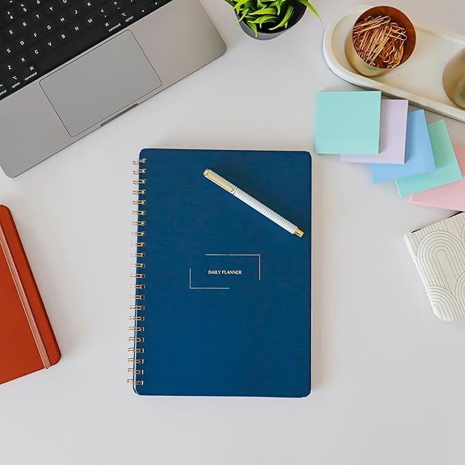 | Durable & Sleek | Undated Daily and Weekly Planner | 8.25" x 11.75" | To Do List Notebook for Work | Simple Design | Multiple Layouts | Planner and Notebook in One (Rust, Daily Planner - Portrait)