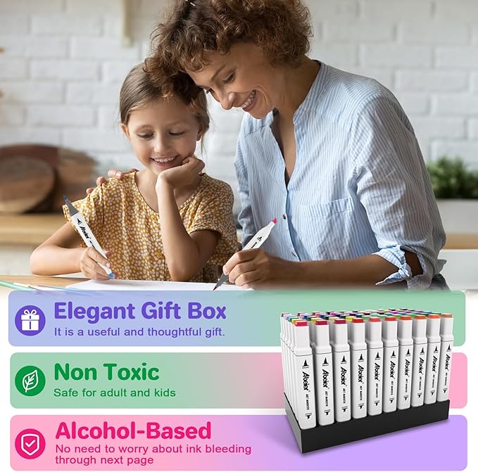 120 Colors Alcohol Markers Set with Dual Tip, Alcohol-Based Art Markers for Kids Adults Students, Vibrant Blendable Colors, Premium Portable Case, Ideal Gift for Artists & Beginners