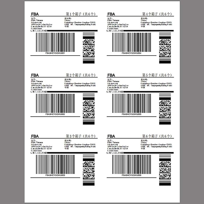 Coopaty 500 Sheets FBA Adderss Labels, 6 per Sheet 3-1/3" x 4" Label Stickers for Laser & Inkjet Printers, 6 Up Shipping Labels, 3000 Printable White Sticker Paper