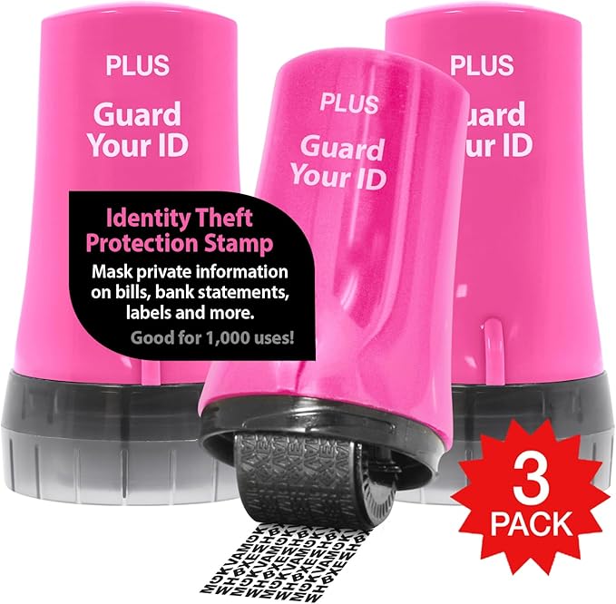Guard Your ID Advanced 2.0 Rollers Identity Privacy Marker for Blocking Out Address, Private, Prescription Information (Regular 3-Pack, Pink)