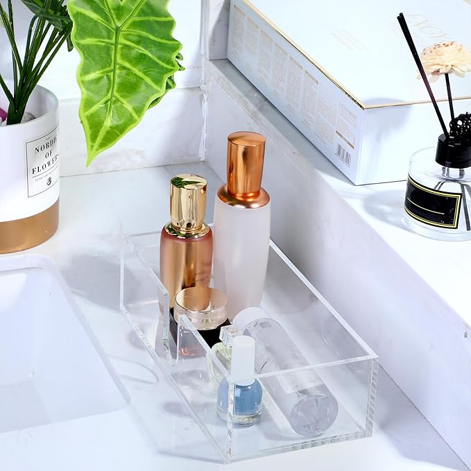 Mumufy 2 Pcs Paper Napkins Holder Fold Paper Towel Dispenser Height 2.75 Inch Acrylic Multifold Towel Dispenser for Guest Z Fold Disposable Countertop Holder Small Size(Clear)