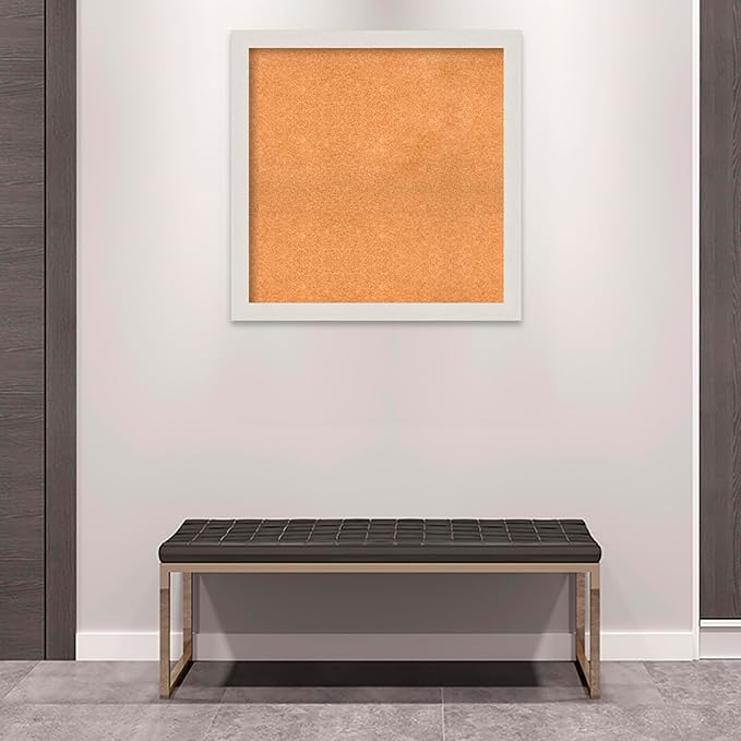 Amanti Art Natural Cork Board for Wall, 33x33 Vision Board with White Frame, Large Corkboard Office Decor for Home Organization, Country Rustic Corkboard Pinboard to Display Items for Home