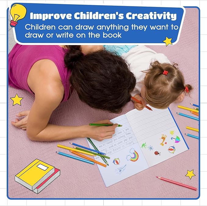 Henoyso 12 Pcs Primary Composition Notebook K-2 9 3/4 x 7 1/2 Inch Primary Journal, Back to School Supplies, Bulk Blank Writing Book for Kid to Write Draw Journal 60 Page Notebooks (Royal Blue)