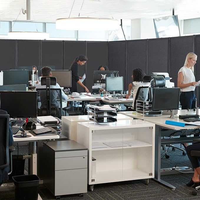 Room Partition,Office Divider,Portable Commercial Screen Dividers,Privacy Partition Separator,Classroom School Dividers, 12'7"L* 6'7"H,6 Panel,Grey