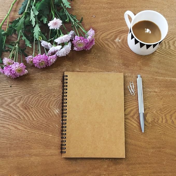 Spiral Journal, 3Pack Spiral Notebooks, Thick Blank Paper 120 Pages Sketchbook, Notepad&Daily Planners (Khaki)