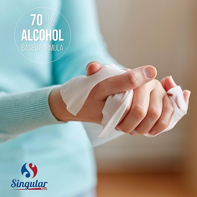 Hand Sanitizing Wipes Travel Size by Singular Wipes – 24ct Individually Wrapped | Fresh Citrus Scent, Moisturizing, 70% Alcohol Wipes | Travel, Office, School, Home | Made in USA