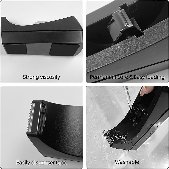 10 Pack Desktop Tape Dispenser Bulk Black Tape Roll Dispenser Non Skid Base Desk Tape Holder for Office School Home (Tape Not Included)