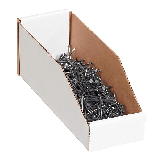 Partners Brand PBINMT624 Open Top Bin Boxes, 6" x 24" x 4 1/2", Oyster White (Pack of 50)