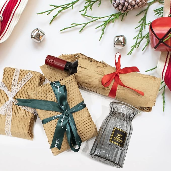 Honeycomb Packing Paper for Moving Breakables 12" x 295 FT Bulk Packing Materials for Household, Bubble Cushioning Wrap Roll Eco Friendly Packaging Shipping Supplies for Dishes