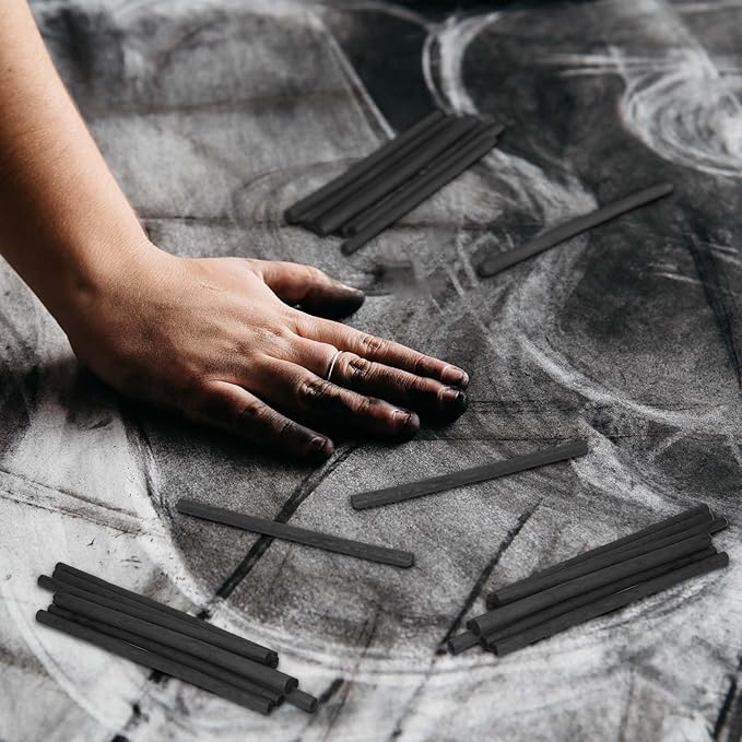 Gueevin 100 Pcs Willow Charcoal Sticks, Willow Charcoal, Artists, Beginners, Students, Perfect for Sketching, Drawing, Shading, and Fine Art (5-7mm)