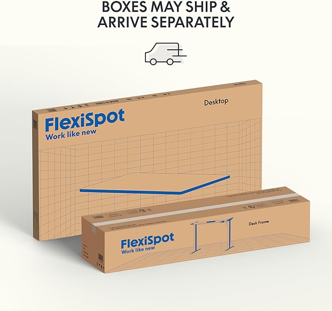 FLEXISPOT EN2 Whole-Piece Standing Desk with Clamp Power Strip, 48 x 30 Electric Stand Up Height Adjustable Desk with Cable Management (White Frame + 48" White Wood Grain Desktop, 2 Packages)
