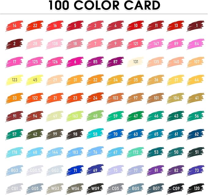 100 Colors Alcohol Markers Set, Dual Tips Blender Art Marker for Drawing, Permanent Sketch Markers for adult coloring, Alcohol Based, Adults Coloring and Artist Illustration.(BRUSH TIP)