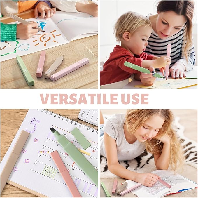 Vitoler Highlighters Assorted Colors,8pcs No Bleed Bible Chisel Tip Highlighters,Aesthetic High lighters for School Office Supplies