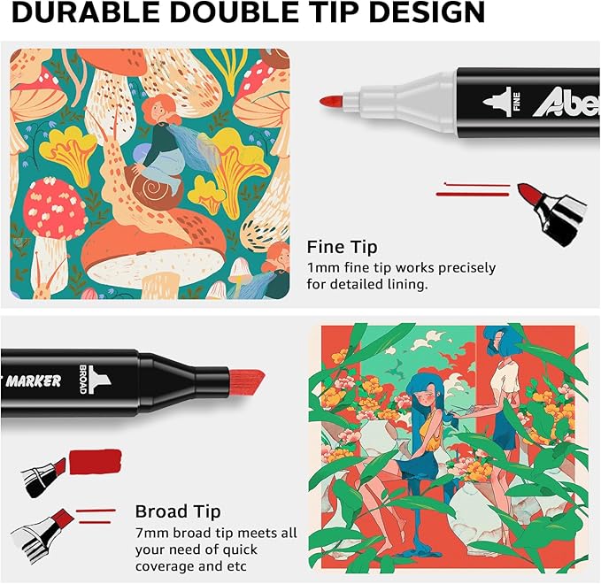 204 Alcohol Markers Set, Dual Tips Blender Art Markers for Drawing, Permanent Sketch Marker for Kids adult coloring, Alcohol Based, Adults Coloring and Artist Illustration.