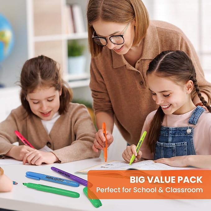 Taja 30 Pack Highlighters Bulk Assorted Bright Colors, 6 Colors Chisel Tip Highlighters Markers Set with No Bleed Ink, Perfect for School & Office Supplies