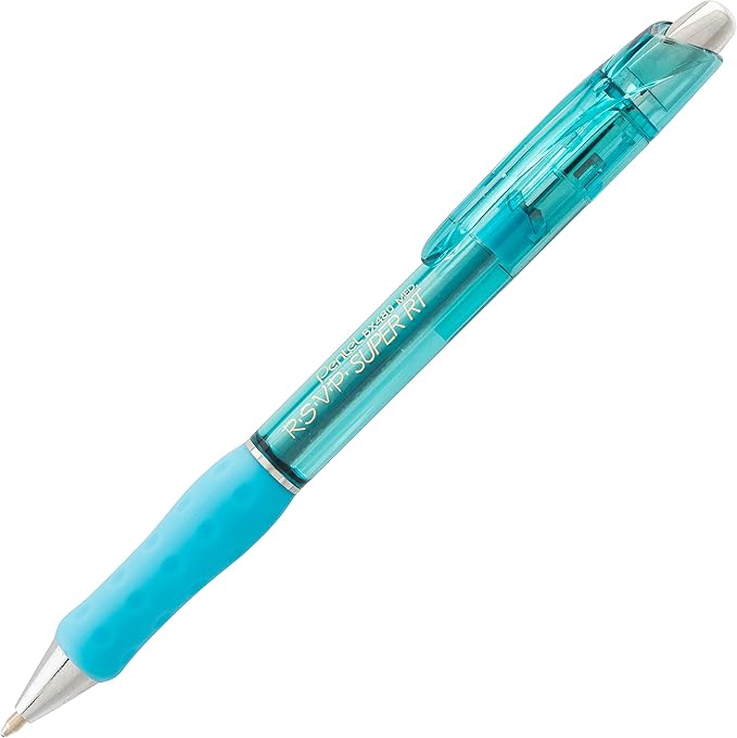 Pentel RSVP Super RT Ballpoint Pen, (1.0mm) Medium Line, Sky Blue Ink, 2-Pk - BX480BP2S
