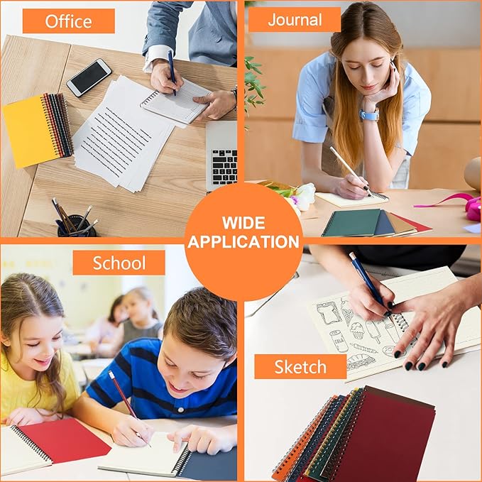 Yahenda 72 Pcs Spiral Notebook Bulk A5 Journal Lined 8.3'' x 5.5'' Writing Composition Paper Small Notepad Subject Notebook for Students Office Business Back to School Supplies (Multi Color)