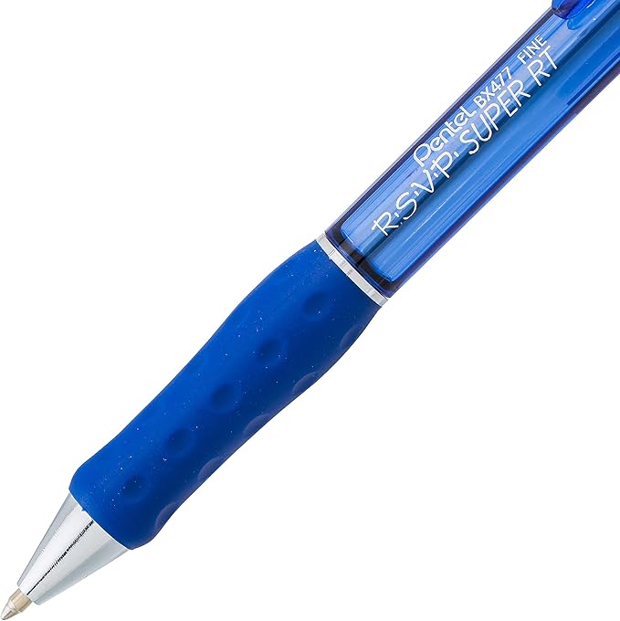 Pentel RSVP Super RT Ballpoint Pen, (0.7mm) Fine Line, Assorted Ink (ABCD), 4-pk - BX477BP4M