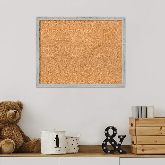 Amanti Art Natural Cork Board for Wall, 15x19 Vision Board with White Frame, Small Corkboard Office Decor for Home Organization, Cottage Corkboard Pinboard to Display Items for Home Organization in