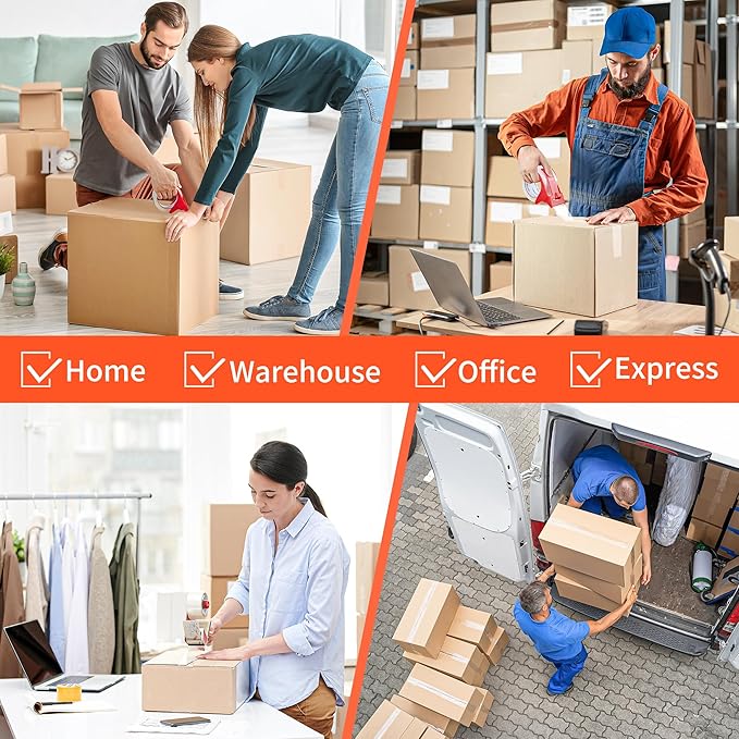 JARLINK 6 Rolls Clear Packing Tape with Dispenser, Heavy Duty Packaging Tape Refills for Shipping Packaging Mailing, 2.7mil Thick, 1.88 inches Wide, 55 Yards Per Roll, 330 Total Yards