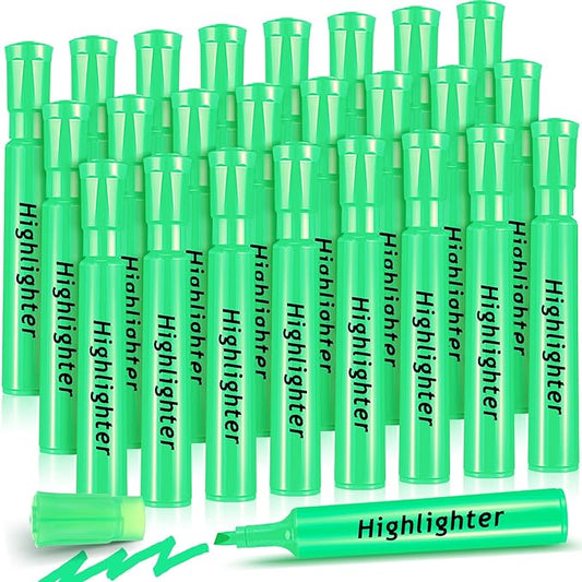 Qilery 24 Pack Tank Style Highlighters Chisel Tip Highlighters Bulk Colored Markers for Adult Coloring, Home Office Supplie(Green)