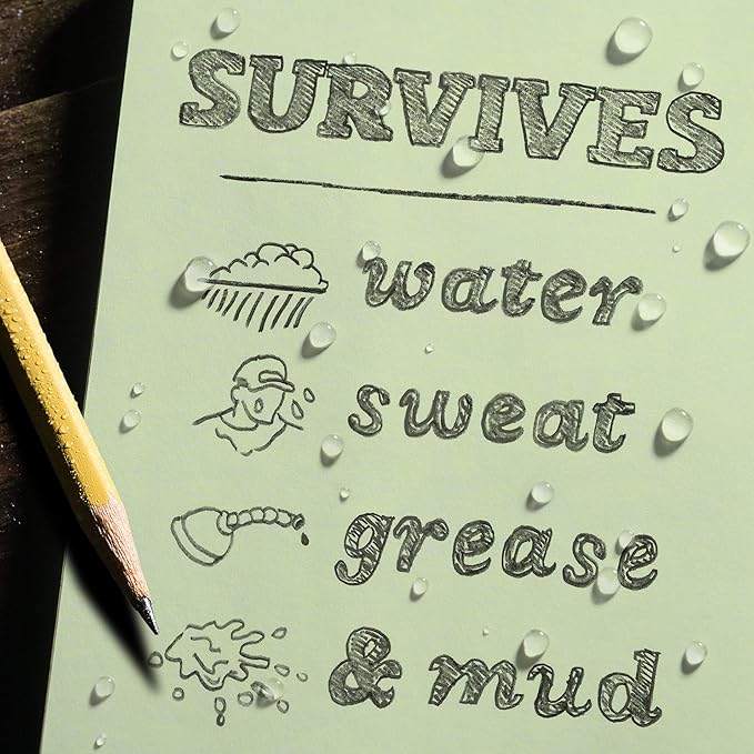Rite in the Rain Weatherproof Top Spiral Notebook, 3" x 5", Green Cover, Universal Pattern, 3 Pack (No. 935-3X)