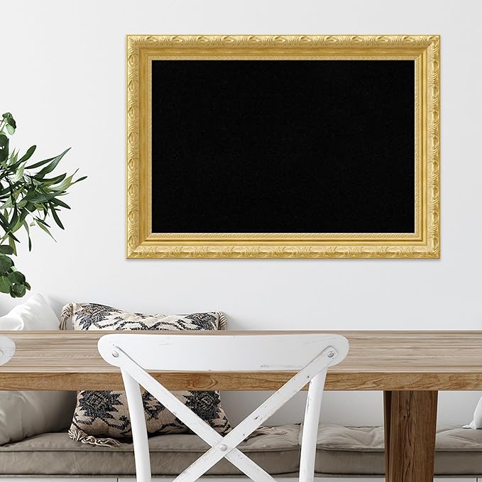 Amanti Art Black Cork Board for Wall, 20x28 Vision Board with Gold Wood Frame, Medium Corkboard Office Decor for Home Organization, Traditional Corkboard Pinboard to Display Items for Home