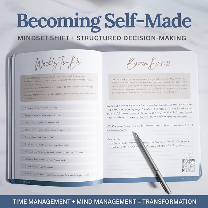 Undated Daily Planner for Men & Women - 90 Days of Productivity, Reflections, Self Care, Achieving Goals & Mindfulness - Journal with Daily To Do List, Prompts & Habit Tracking