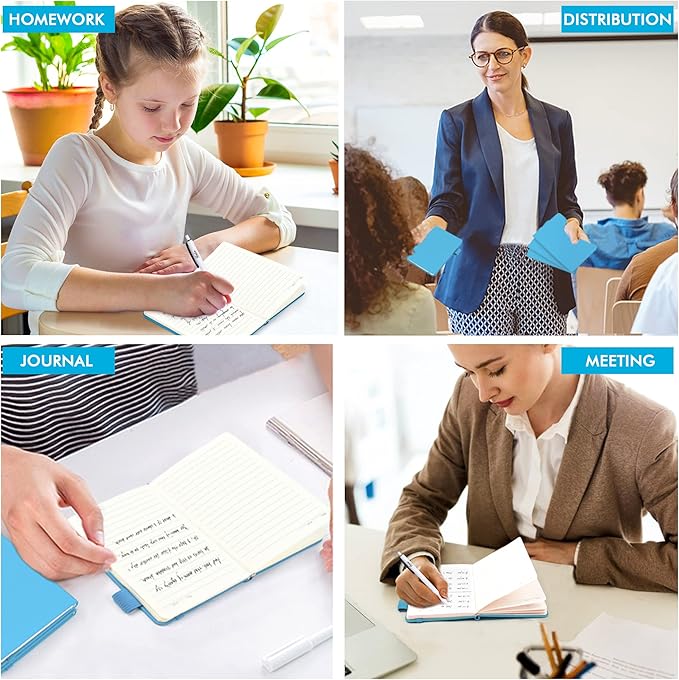 feela 6 Pack Pocket Mini Notebooks Bulk, Small Cute Memo Notepads Hardcover College Ruled Lined Journals with Pen Holder for School Business Work, with 6 Black Pens, 3.5”x 5.5”, A6, Teal