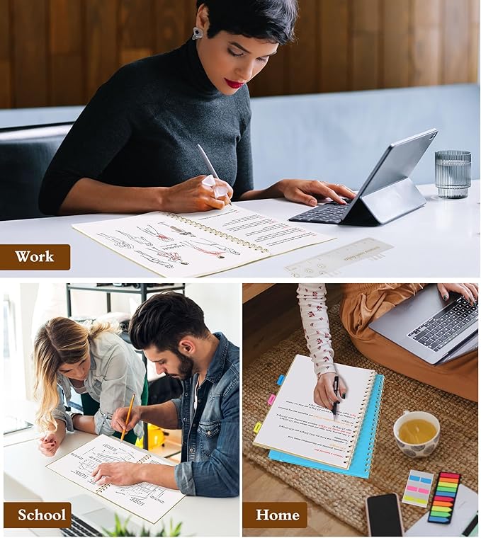 Blank Spiral Notebook Journal 8.5” x 11”, A4 Large Sketch Book for Women Men, 100 GSM Blank Paper Drawing Notebook, Plastic Hardcover Spiral Bound Sketchbook for Sketching Work School Writing, Yellow