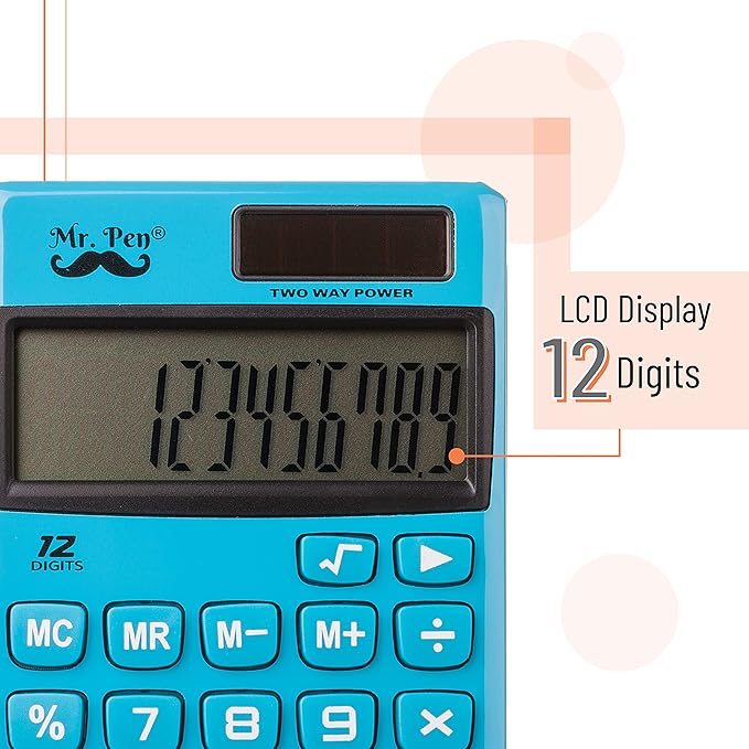 Mr. Pen- Standard Function Calculator, 12 Digits, Small Calculator, Solar Calculator, Pocket Calculator, Simple Calculator, Basic Office Calculators, Solar Handheld Calculator, Standard Calculator