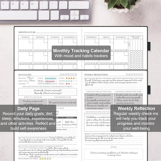 Mental Health Journal, 91-Day Self Care Journal for Women Men, Guided Anxiety & Stress Relief Journal with Mood Tracker, Cognitive Behavioral Therapy Journaling with Mental Health Coloring Pages & Dream Log