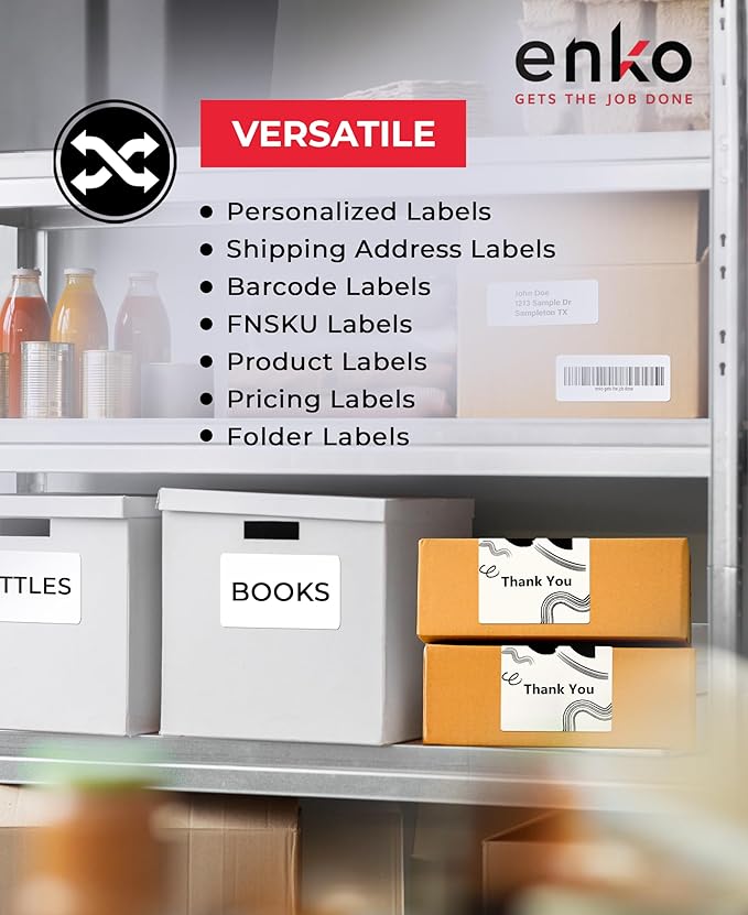 enKo - Compatible DK-2205 Continuous Paper Labels (2.4 Inch x 100 Feet) Compatible for Brother QL Label Printers - 24 Rolls with 8 Refillable Cartridge Frames