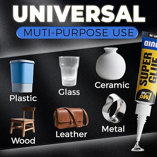 12ร3g Mini Super Glue Clear Liquid, All Purpose Single Use Superglue Heavy Duty Strong for Plastic Ceramic Glass Metal Repair, Instant Cyanoacrylate Adhesive Bonding Wood Miniatures 3D Print